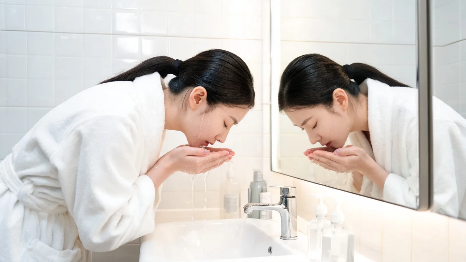 미지근한 물로 세안하면 피부에 좋다